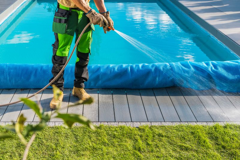 Cleaning a pool deck